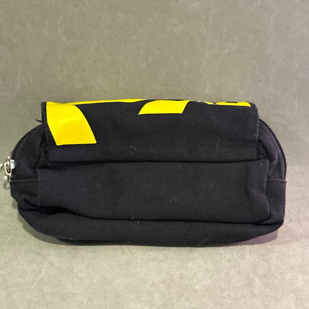 Pokemon Pikachu KA-CHU Canvas Pouch Two Zipper Compartment Case Black Yellow - Picture 6 of 9